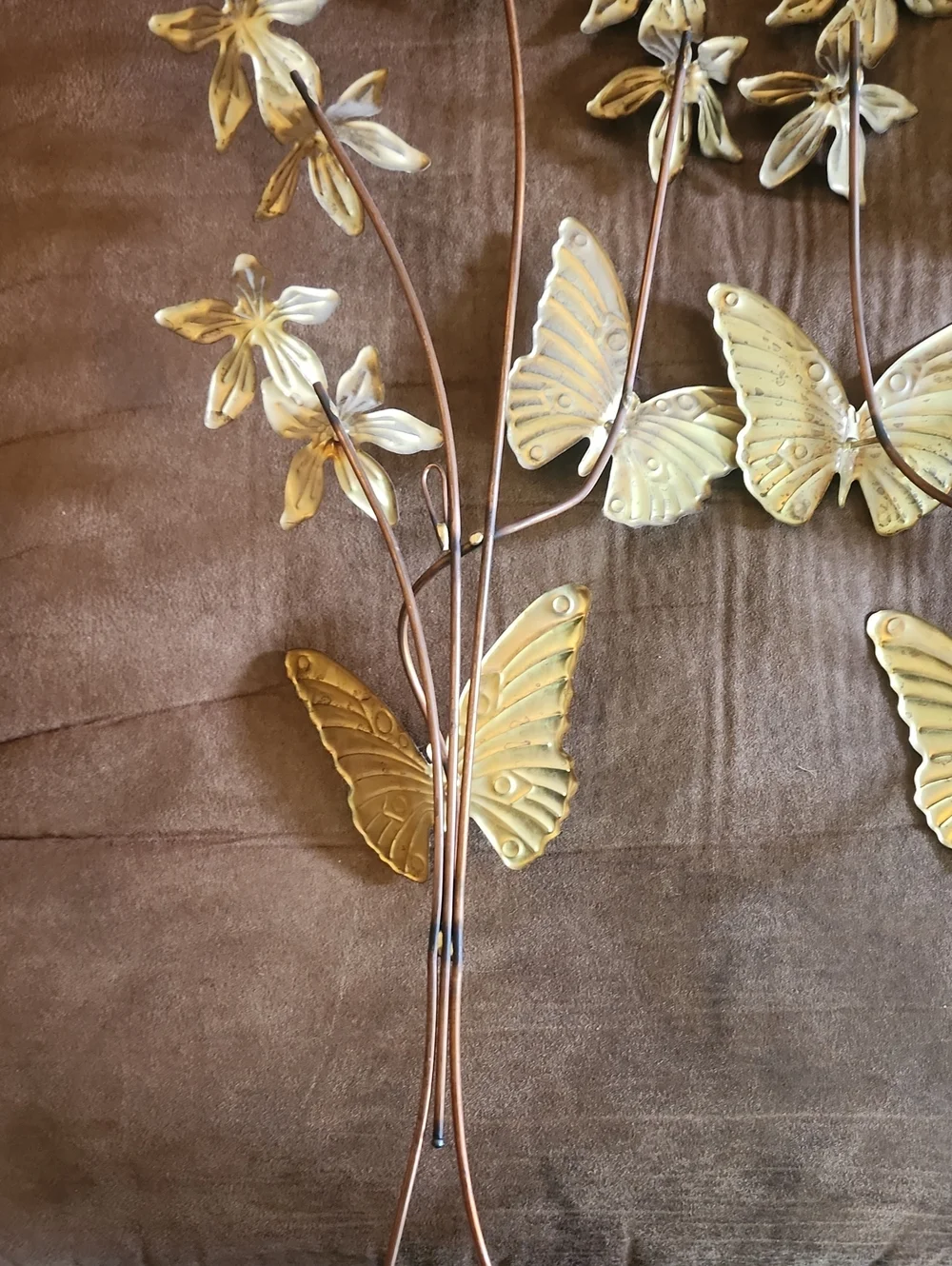 Home Interior Metal Floral Butterfly Home Decor Wall Hang Set of 2. Vintage